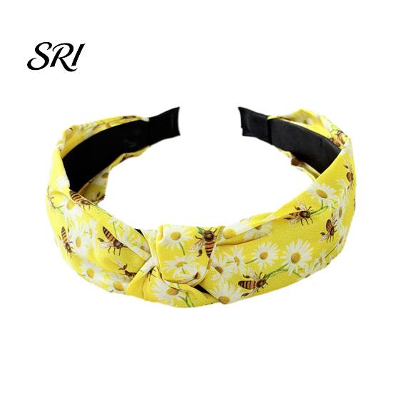 Women Wide Headband Hairband Flower Printed Knotted Cloth Head Band Fashion Adjustable Knot Hairbands Non Slip Hair Accessories for and Girls