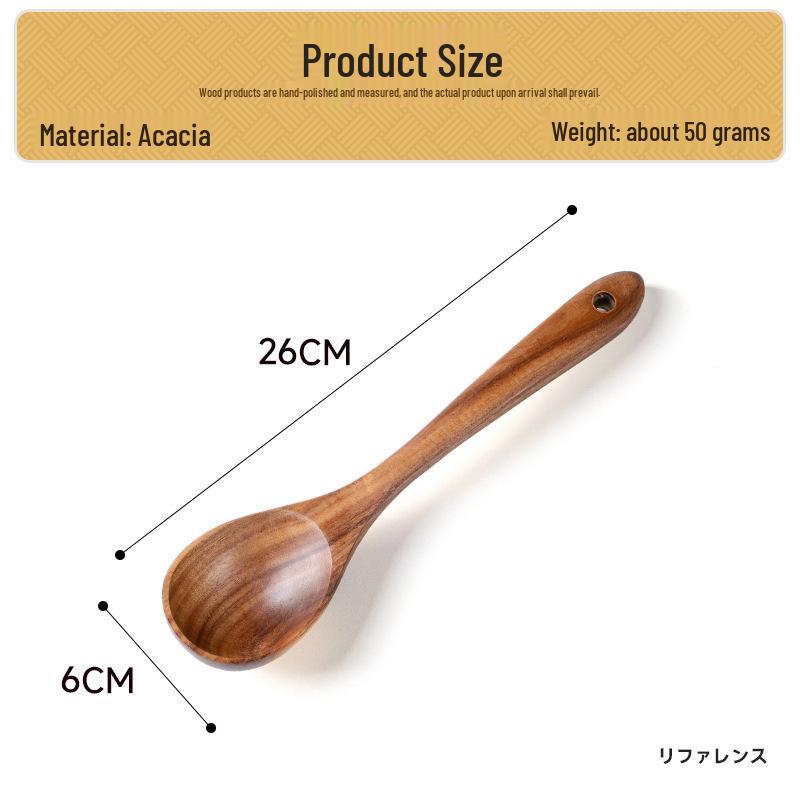 Sada kuchyňského náčiní z teakového a akáciového dřeva: Špachtle s dlouhou rukojetí a velká polévková lžíce