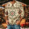 Men's Casual Three-Quarter Sleeve Raglan Shirt with Christmas Print