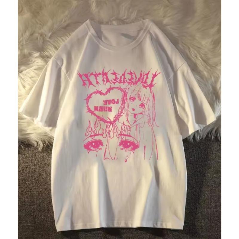 Harajuku Tshirt Women Anime Tshirt Clothes Summer Pattern Tops Tshirt Women Japanese Streetwear Womens Clothing Fashion S
