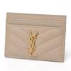 Used Monogram Card Case 423291 Grained Poudre Embossed Leather Beige [Used Excellent Condition]