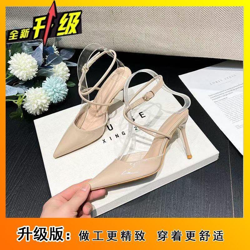 2025 summer shallow mouth outer wear pure desire comfortable high-heeled sandals women's niche design sweet non-slip women's sandals