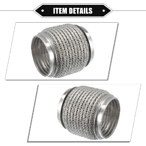 Car Exhaust Flexible Pipe, 76x102mm 2.99"x4.02" Exhaust Flex Connector Pipes Bellows Universal for Car Durable Stainless Steel Silver Tone