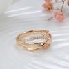 Trend  Rose Gold Color Wave Rings For Women Geometric Hollow Natural Zircon Ring Daily Easy Matching Fine Jewelry