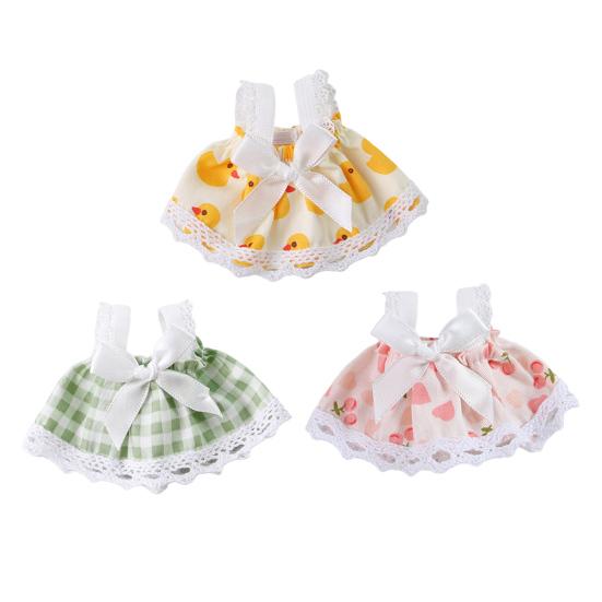 Pet Printed Dress Lace Trim Vest Dress Summer Dress with Bow Pet Clothes for Hamster Guinea Pig Outing Dress-up
