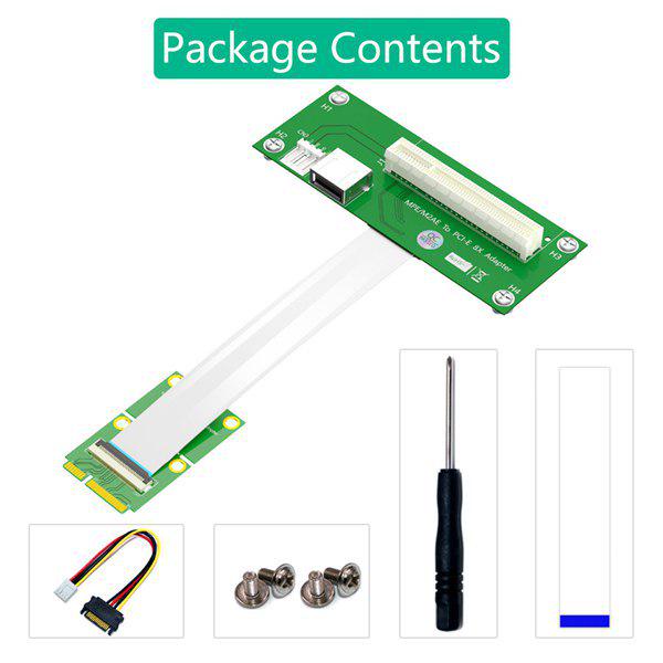 Green PCB Mini PCI-E to 8X PCI-E Extension Cable Set