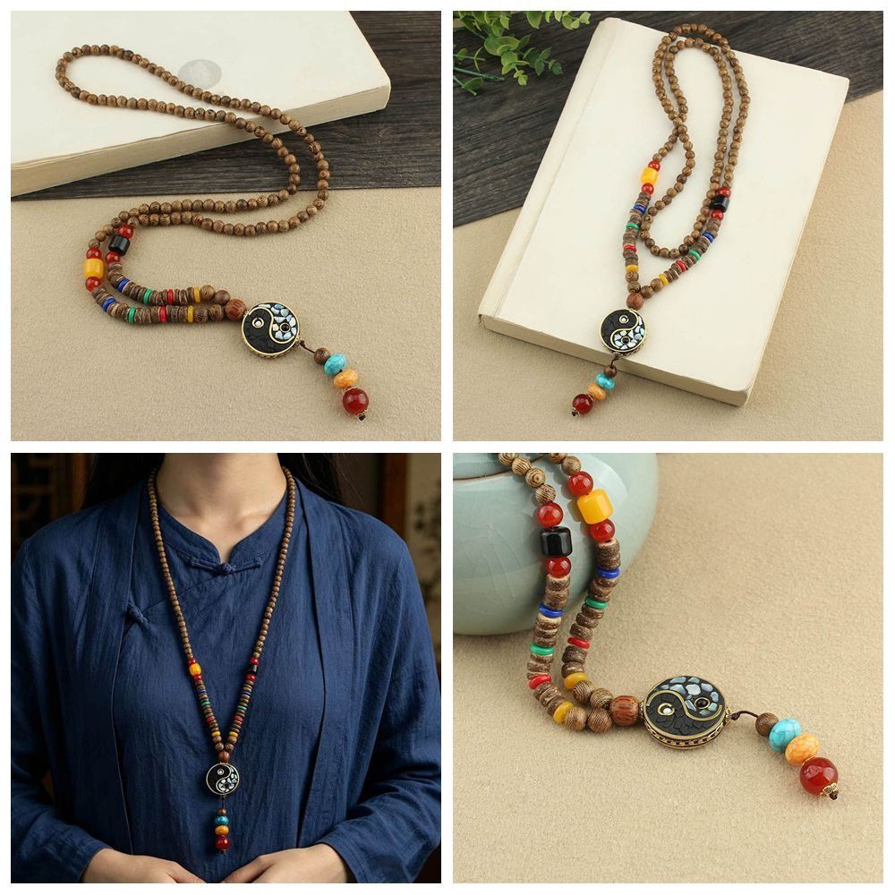 Mala Wood Bead Pendant Necklace Ethnic Jewelry Ethnic Jewelry New Nepal Necklace