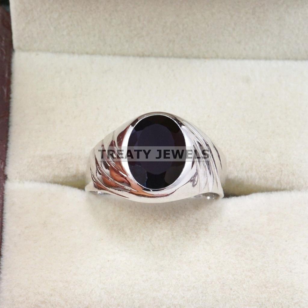Black Onyx Oval Cut Gemstone With 925 Sterling Silver Ring For Men's #A828 JL375666928282