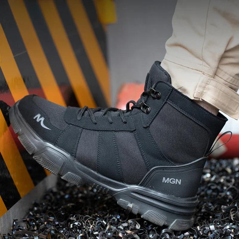 Work Boots Indestructible Men's Safety Shoes Steel Toe Shoes Anti-smashing Work Boots Protective Shoes Puncture-Proof Men Boots