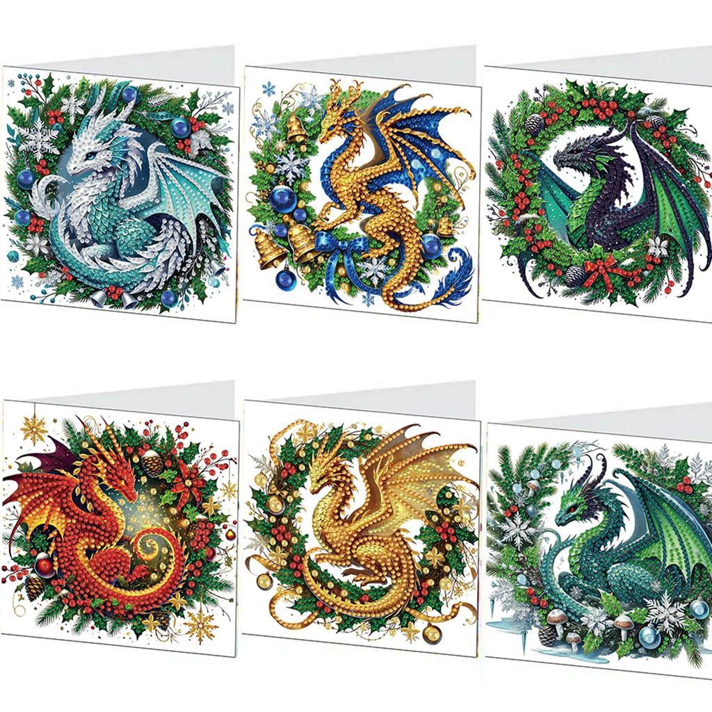 6Pcs Christmas DIY Diamond Art Greeting Cards Diamond Painting Greeting Card Kit for Adults DIY Craft Family Friend Xmas Gifts