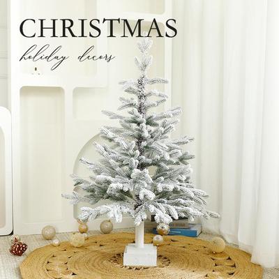 White Snow-Covered Christmas Tree Ornament – Falling Snow Home Decorations
