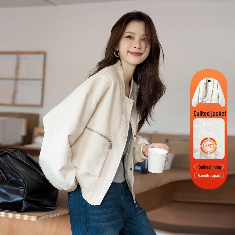 Demana Women's Korean Style Textured Baseball Jacket