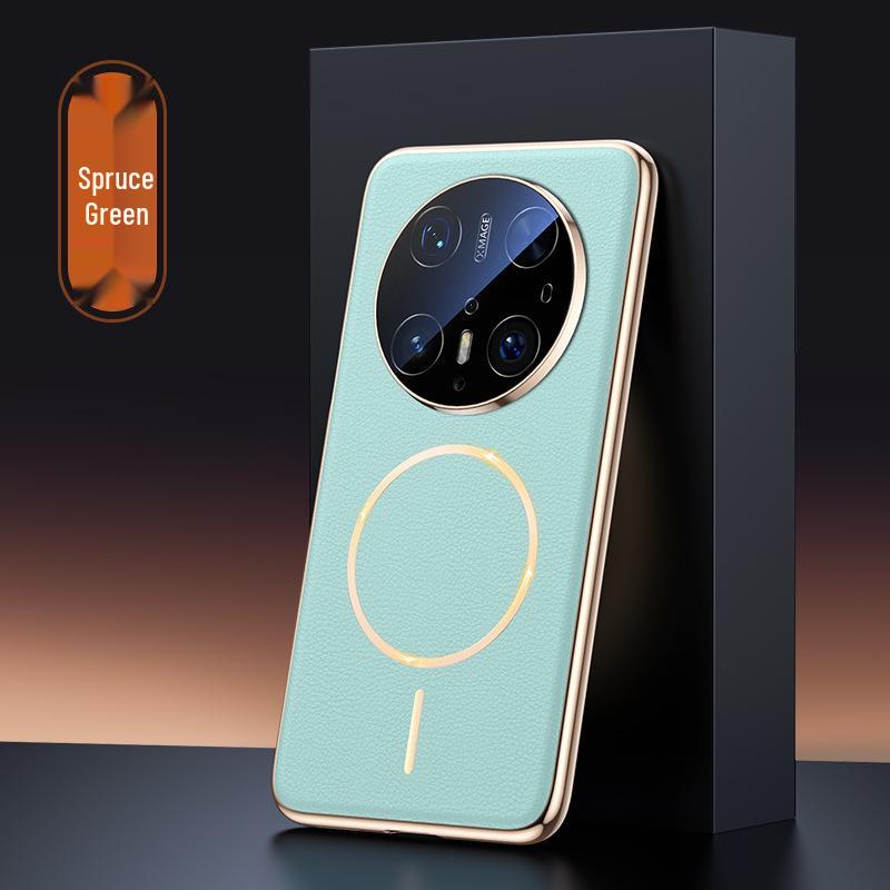 Huawei Mate70air Phone Case with Lens Film, SUP-AL90: Trendy Leather Texture, Full Coverage Lens, Magnetic Suction