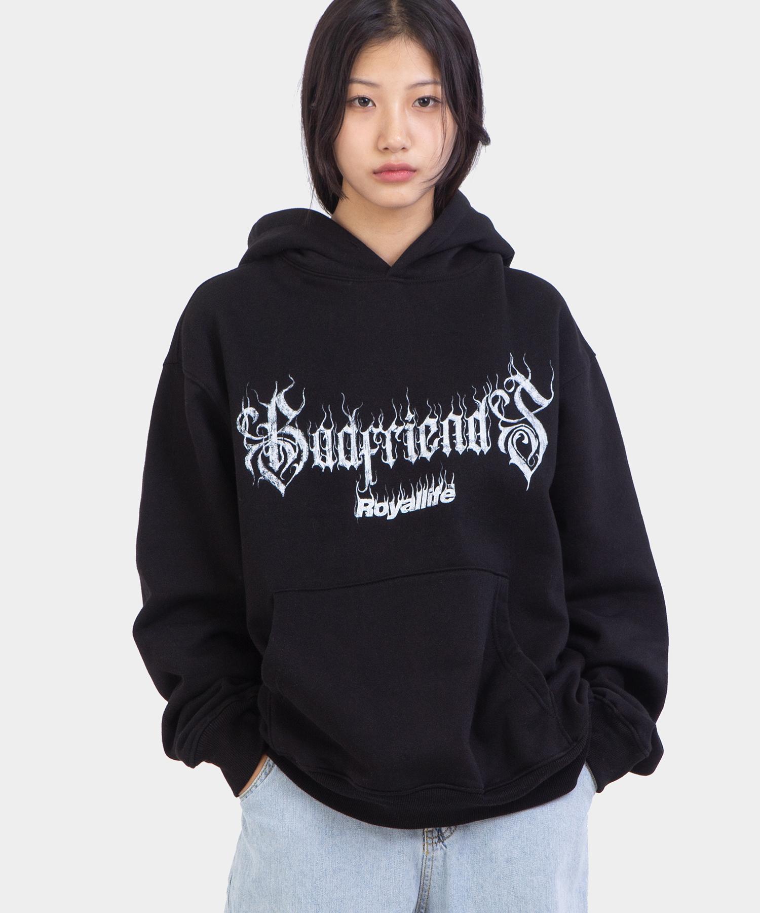 Royal Life Rlph3007 Hand-Drawn Smoke Logo Fleece-Lined Hoodie - Black Black/L