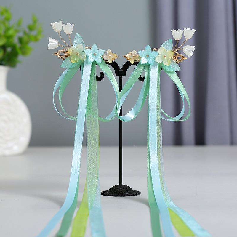 2024 Hanfu Headdress Hairpins: Women's & Children's Tassel Headflower Hair Accessories