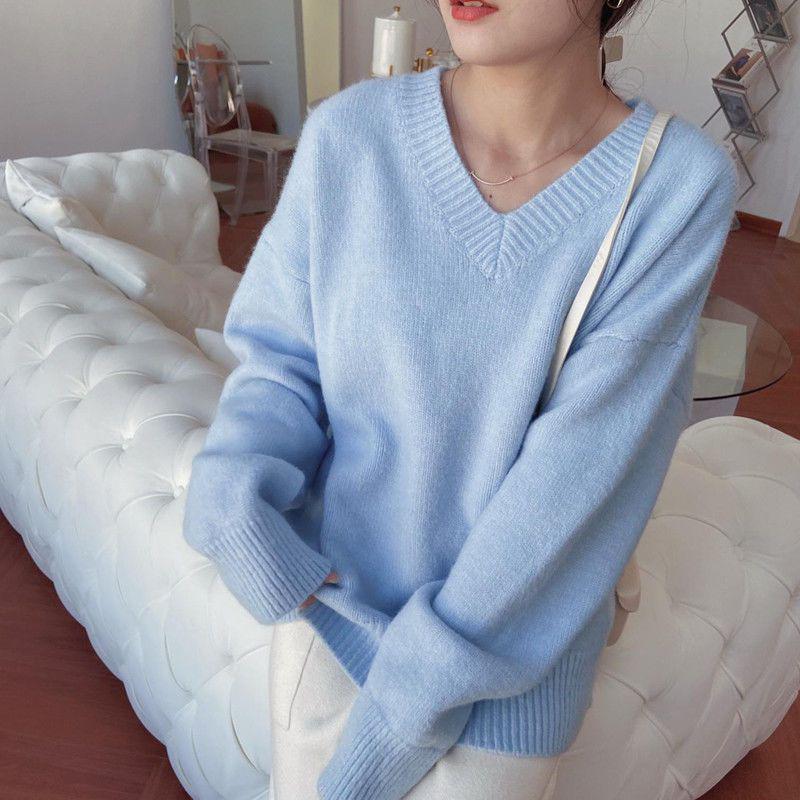 Women's Korean-Style Knitted Pullover Sweater - Autumn 2025 Collection