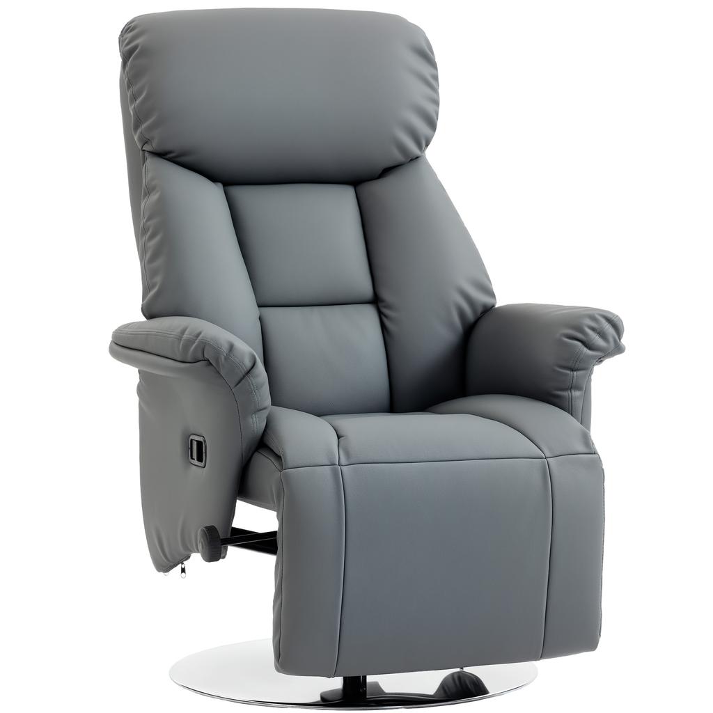 Recliner Armchair, Reclining Function, Leather Look, Footrest, Up To 120 Kg, 78 X 80 X 109 Cm, Grey