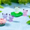 5Pcs Mini Harz leuchtende Frosch Micro Landschaft Ornamente Auto Dashboard Home Dekoration
