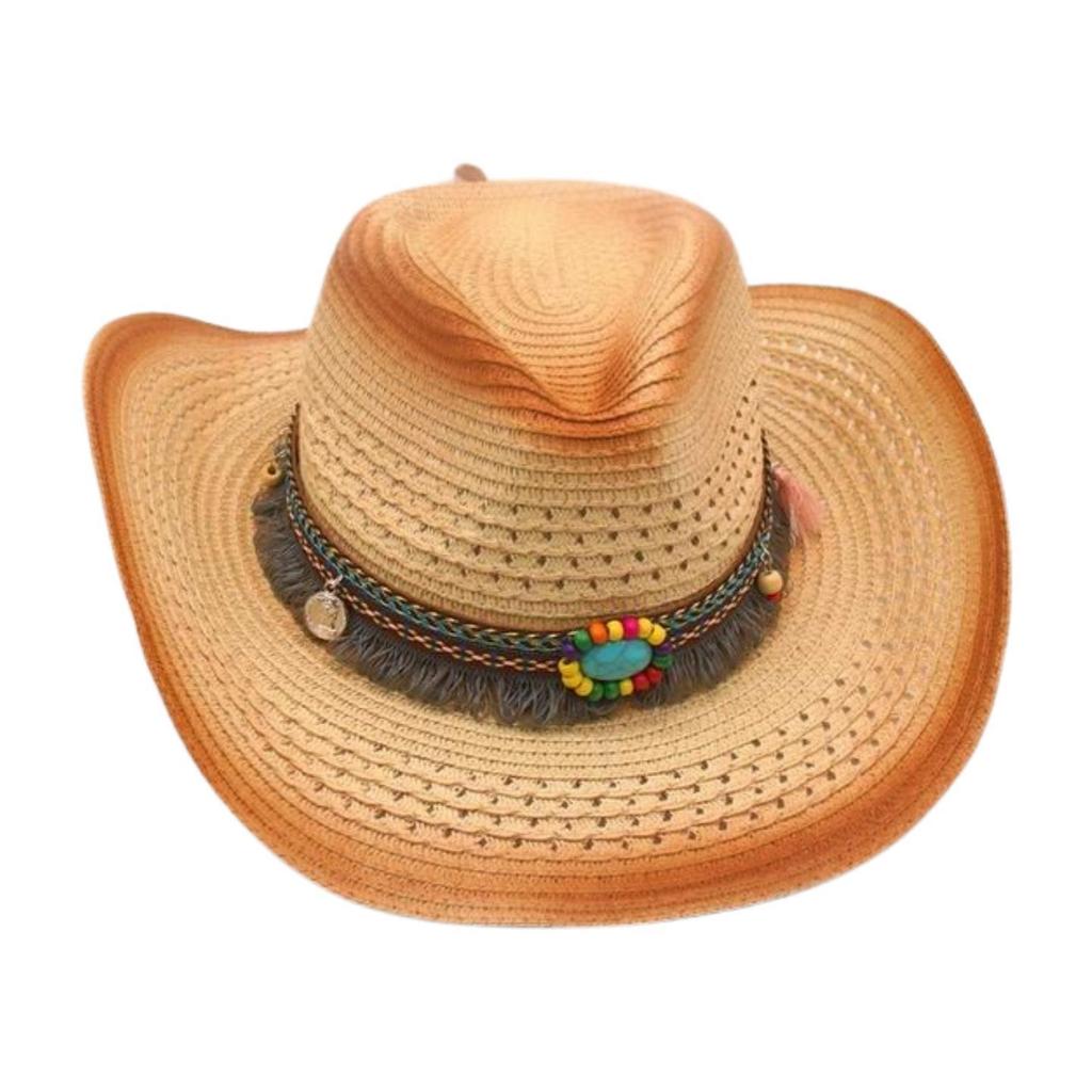 Spring And Summer Beach Outing British Bohemian Cowboy Hat Windproof Sunscreen Straw Hat