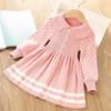 Jarní Dívčí Pletení Dlouhé Rukávy Splétání Šaty Podzimní Nová Dívka Dětská Mašle Módní Šaty Vánoční Oblečení