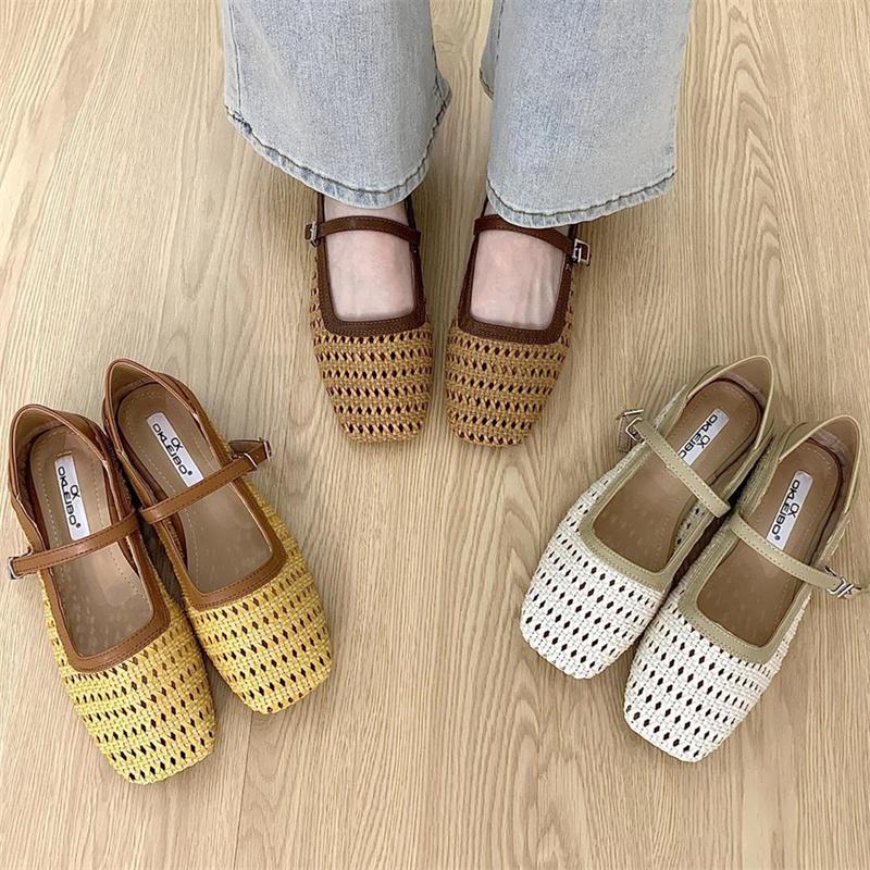 

Fashion IPPEUM Ballet Flats Mesh Shoes Woman Sandalias De Mujer 2025 Summer Ballerinas Mujer 225 жёлтый