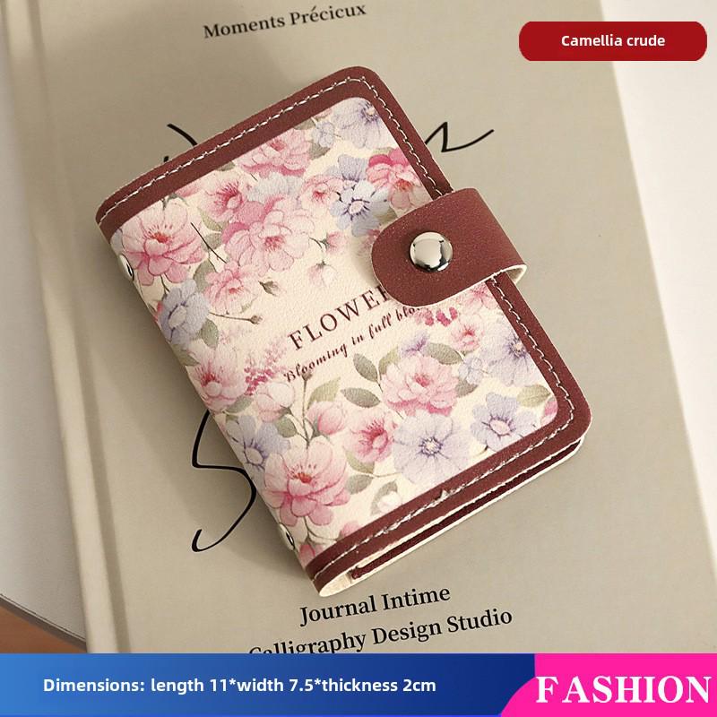 2024 Women's Floral Multi-Slot ID & Bank Card Holder - Retro Oil Painting Design, Large Capacity