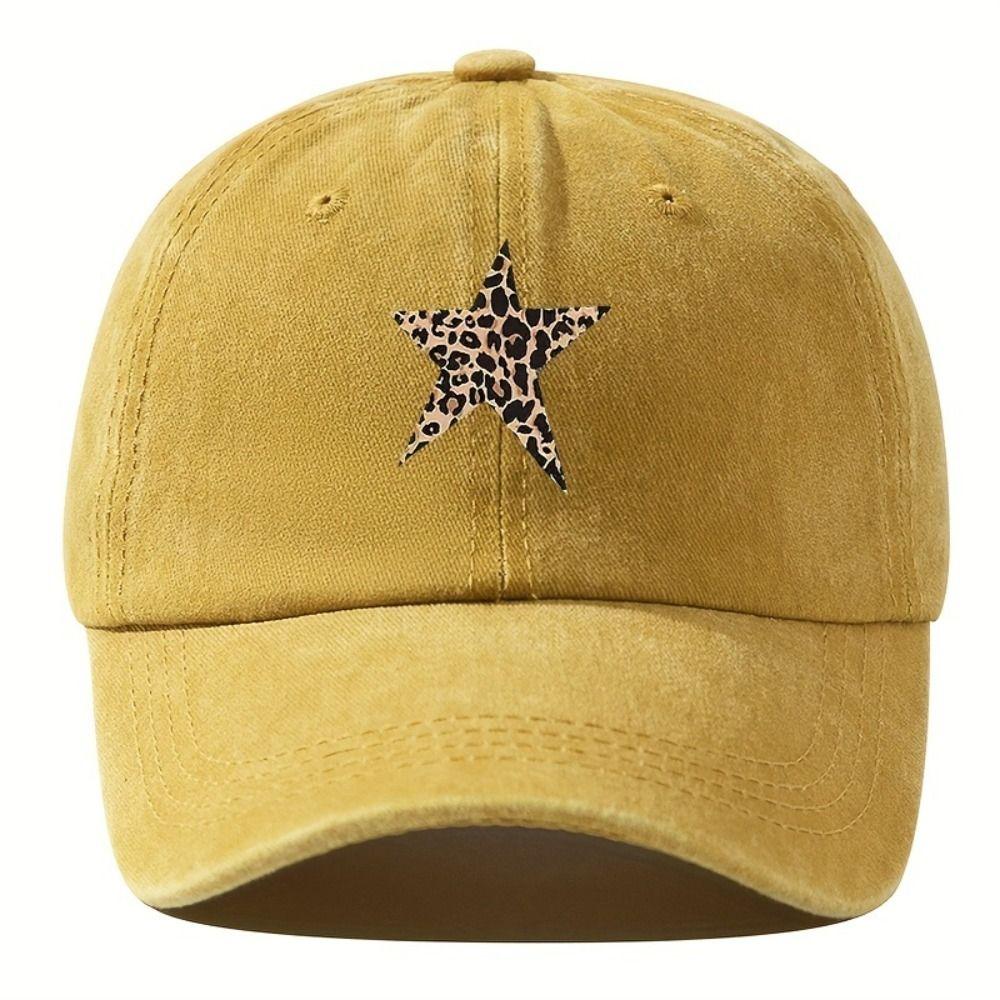 With Leopard Print Star Design Baseball Caps Breathable Sunscreen Hats  Fishing and Hiking