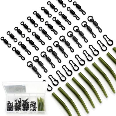 50 adet sazan balıkçılık aksesuarları kurşun klip hızlı değişim döner kuyruk kauçuk Anti arapsaçı kollu sazan kuleleri kaba olta takımı