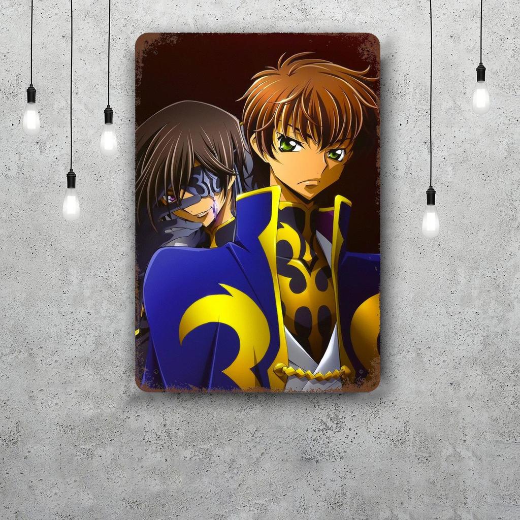 Code Geass Anime Vintage Metal Tin Signs Posters Decor Retro Metal Plaque Wall Art Decor for Garage Bar