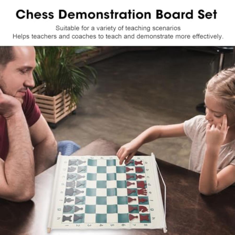 Przenośny Składany Zestaw Tablicy Demonstracyjnej do Szachów z 32 Szachowymi Figurami z Gniazdami dla Łatwej Nauki i Praktyki w Szkołach Szachowych Cl