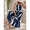 Vacation Wide-leg Pants Summer Printed Strapless Jumpsuit