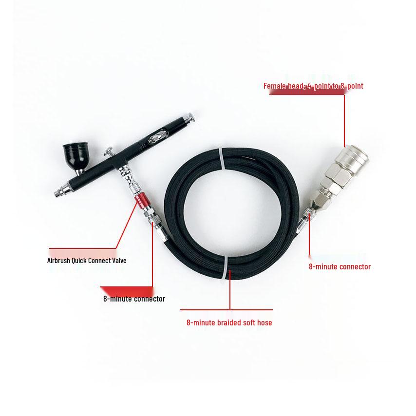 Airbrush Compressor Hose with 1/4 To 1/8 Adapter for Spray Gun Quick Connect