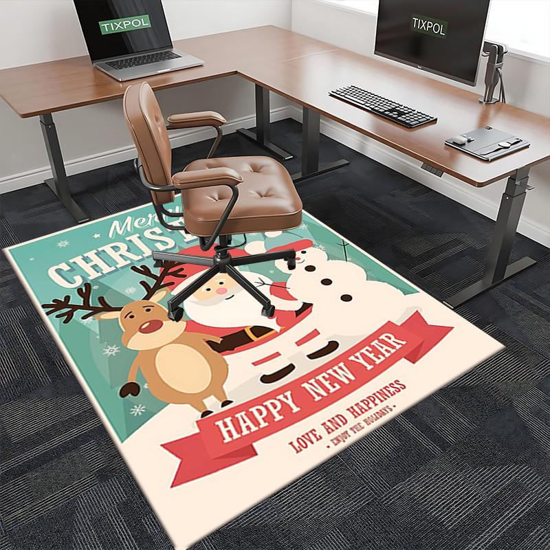

Christmas Santa Claus Reindeer Snowman Chair Mat - Anime Cartoon Design, Non-Slip Rug for Office, Home Decor, Living Room, Bedroom, Game Room & Dormit 60cm by 90cm