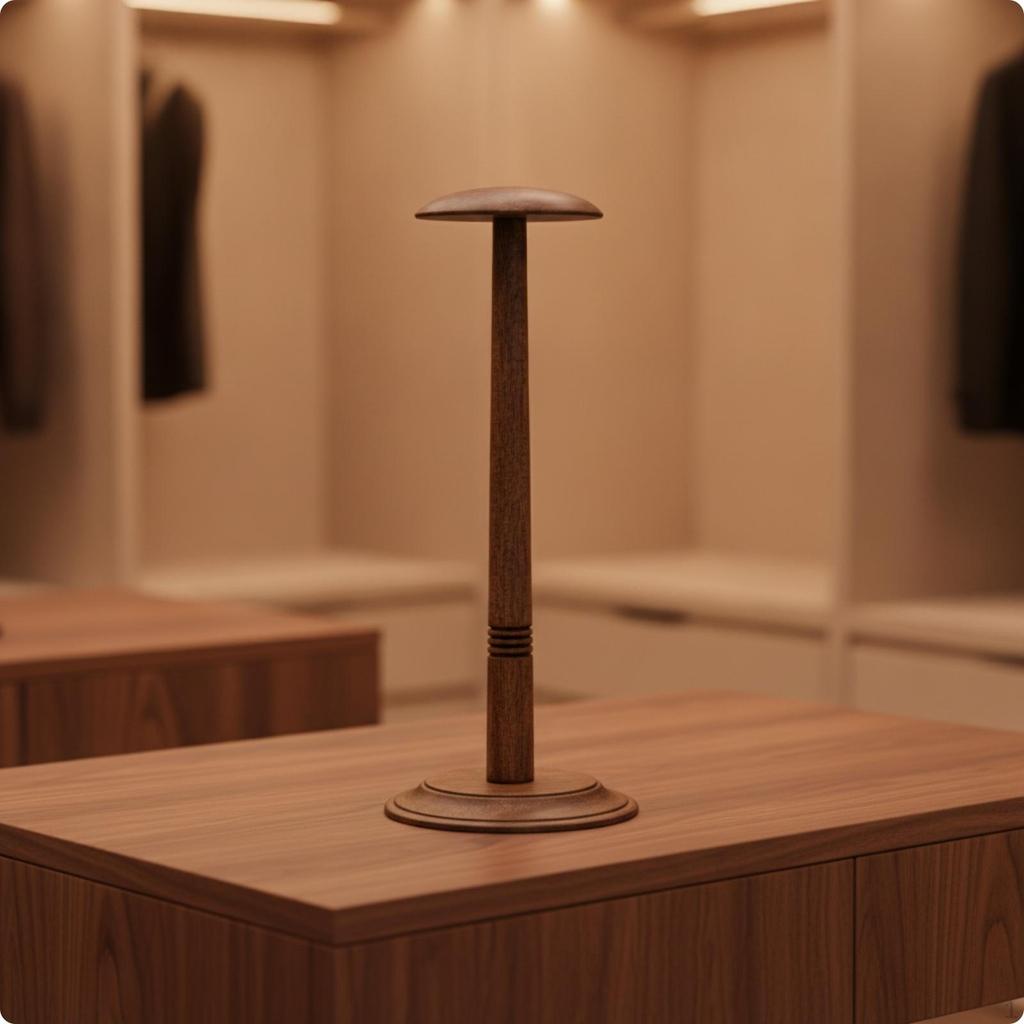 Shaped Hat Stand | Smooth Wood Finished, Tabletop Stand, for Boutique