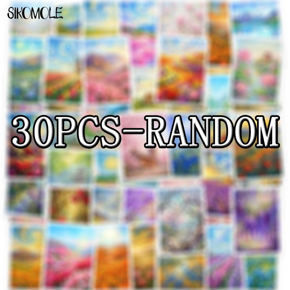 10 30 50Pcs Cartoon Oil Painting Landscape Stickers Book Diy Skateboard Toys Guitar Luggage Suitcase Decoration Graffiti Sticker