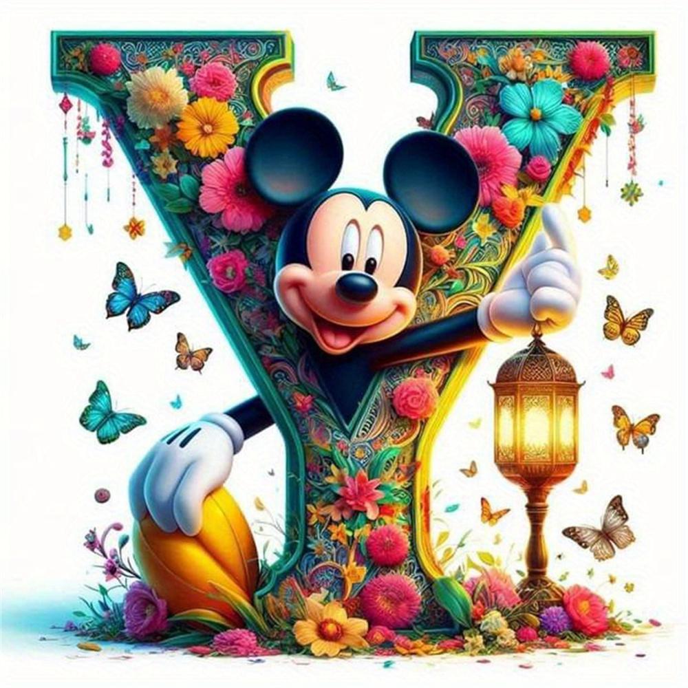 Disney Myszka Miki Malowanie Diamentami Litera Kreskówka Mozaika Diamentowa Kamienie Strass Obrazy Minnie Haft Kwiat Dekoracja Ścienna