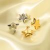 Stainless Steel Star Earrings For Women Gold Color Hollow Star Drop Stud