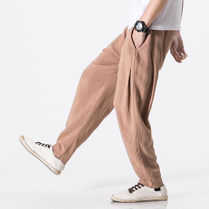 Spring and Summer Men's Casual Pants New Men's Linen Thin Trousers Cotton and Linen Harlan Pants Wholesale