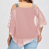 Sexy Women Fashion Plus Size Ladder Cut Overlay Asymmetric Blouse Strapless Tops