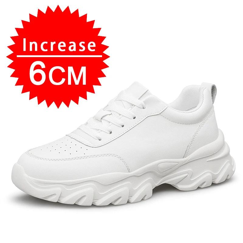 Fashion Man Light Comfortable Elevator Sports Shoes 6cm Height Increasing Sneakers Genuine Cowhide Hidden Heels Lift Casual Shoes for un