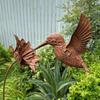 Rusty Metal Texture Hummingbird Garden Stake Metal Yard Art Decor  Patio Balcony Decor