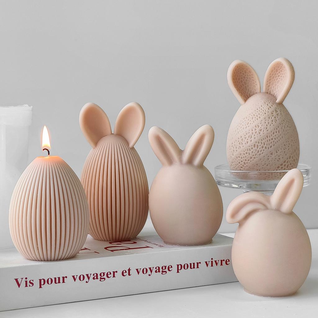 DIY Easter Bunny Egg Candle Mold Egg Shape Aroma Plaster Resin Decoration Silicone Molds Easter Candle Making Supplies