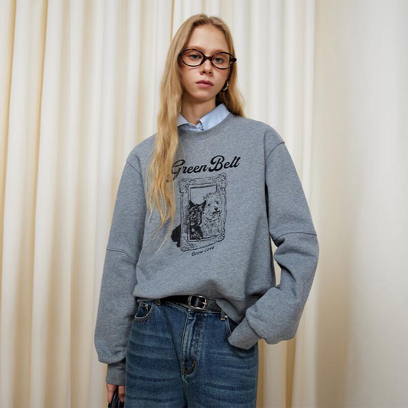 GRÜNER GÜRTEL Damen Sweatshirt mit Welpenmuster und Fleecefutter