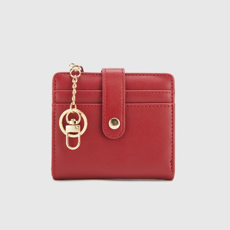 

Uphiar women s wallet short solid color folding clutch card bag anti-theft lock degaussing zipper change bag