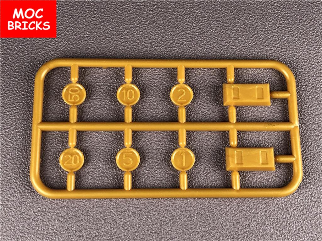 MOC Bausteine Dunkel Silber Grau Goldene Geldmünze Werkzeug Barren Bausteine Figur DIY Puppen Spielzeug ideal für Kinder Weihnachtsgeschenke