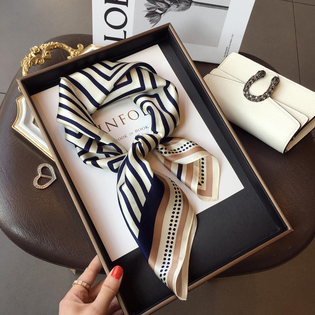 Houndstooth Bandana Casual Imitation Silk Neckerchief Head Wrap Bag Handle Charm Holiday Accessory Gift Square Scarf