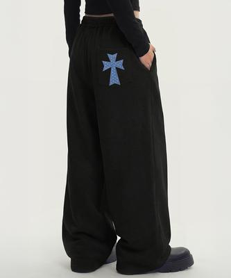 GRAVER [Unisex] Dot Cross Logo Embroidered Training Wide Pants_2 Colors