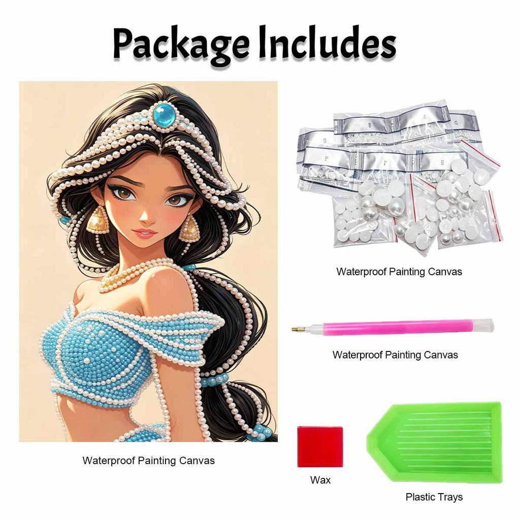 Disney Princess Jasmine Diamond Art Painting Kit Home Wall Decor Handmade Gift Craft Shiny Beads Elegance Wall Art For Living Room