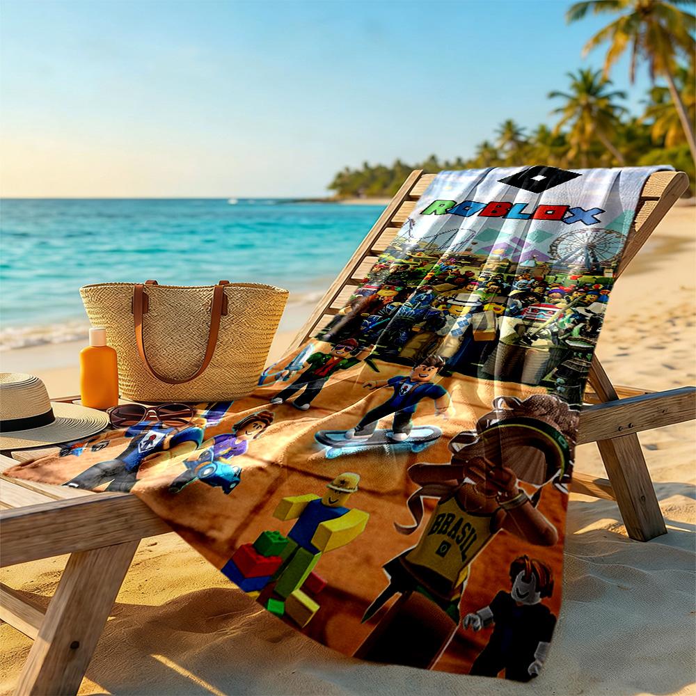 Roblox Beach Towel Super Soft & Absorbent Comfortable Lightweight Portable for Swimming,Beach,Camping, Travel, Beach Accessories,Gym
