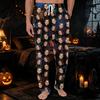 Men's Pajama Pants with Pockets Halloween Print Casual Long Pants for Home Relaxation